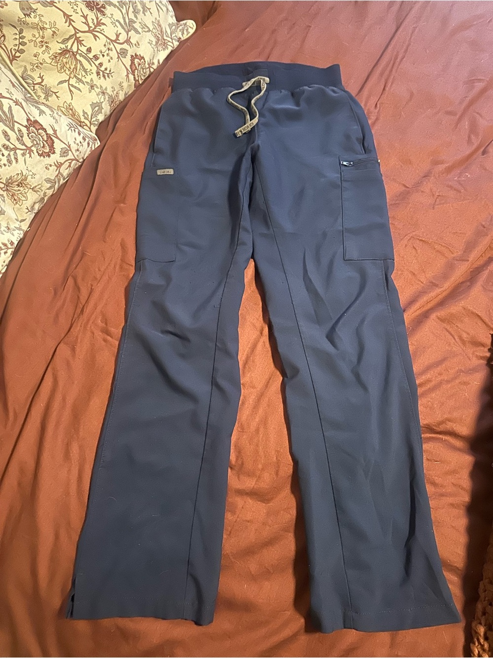 Landau Navy Cargo Scrub Pants with Elastic Drawstring Waist